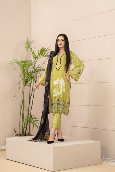 Tawakkal Fabrics 3 Piece Stitched Embroidered Digital Printed Lawn Suit D-9313