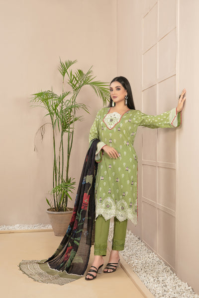 Tawakkal Fabrics 3 Piece Stitched Embroidered Digital Printed Lawn Suit D-9315