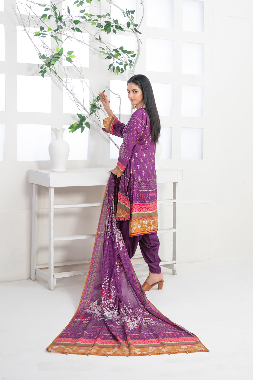 Tawakkal Fabrics 3 Piece Stitched Digital Printed Slub Lawn Suit  D-9343