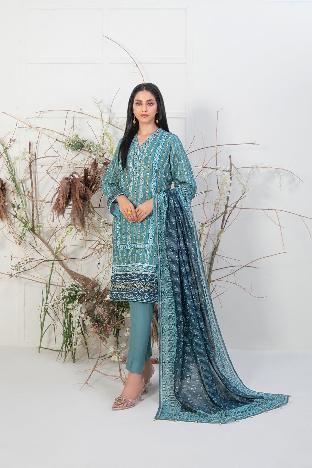 Tawakkal Fabrics 3 Piece Stitched Digital Printed Slub Lawn Suit  D-9347