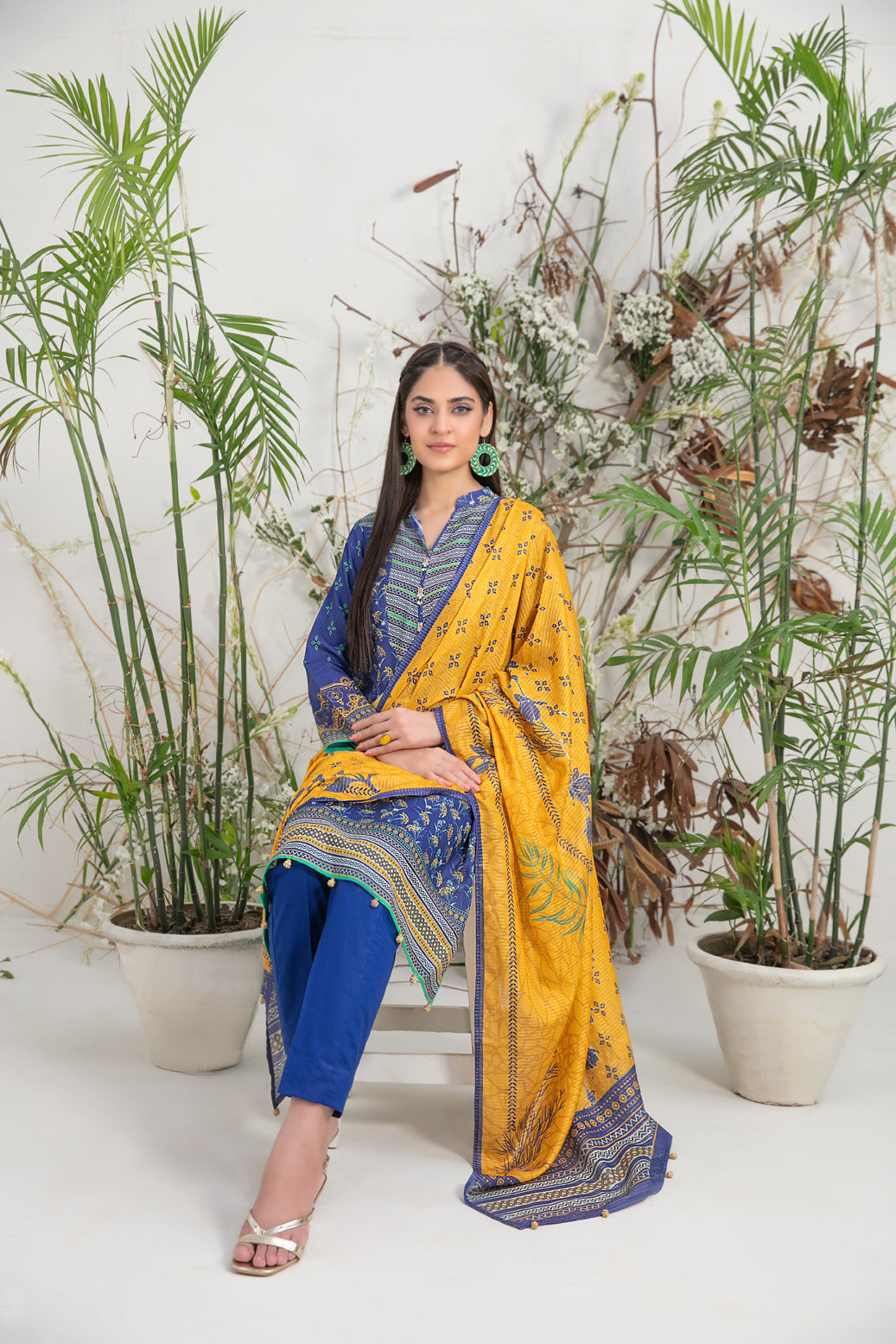 Tawakkal Fabrics 3 Piece Stitched Digital Printed Slub Lawn Suit  D-9348