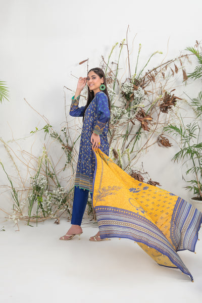 Tawakkal Fabrics 3 Piece Stitched Digital Printed Slub Lawn Suit  D-9348