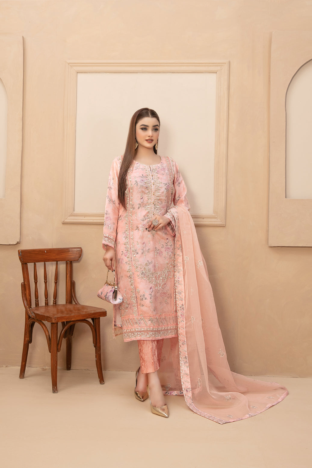 Tawakkal Fabrics 3 Piece Stitched Fancy Heavy Embroidered Organza Suit D-9361