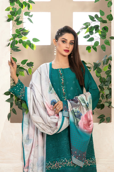 Tawakkal Fabrics 3 Piece Stitched Embroidered Viscose Schiffli Suit - D-9575