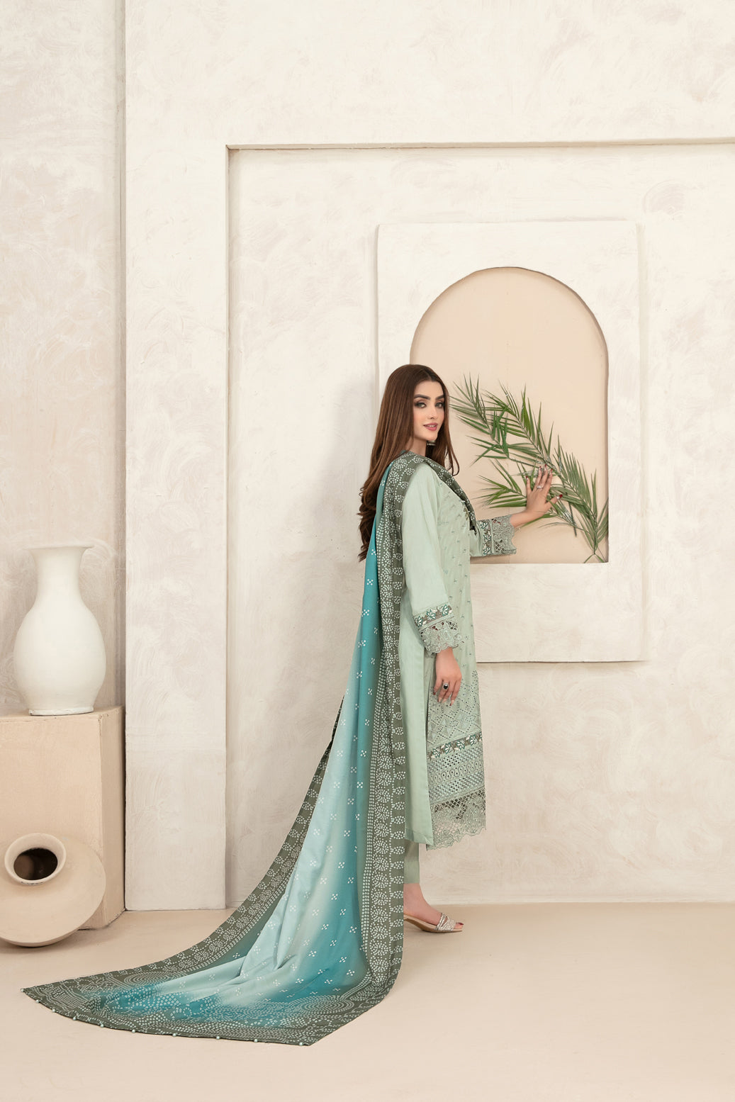 Tawakkal Fabrics 3 Piece Stitched Embroidered Viscose Schiffli Suit - D-9581