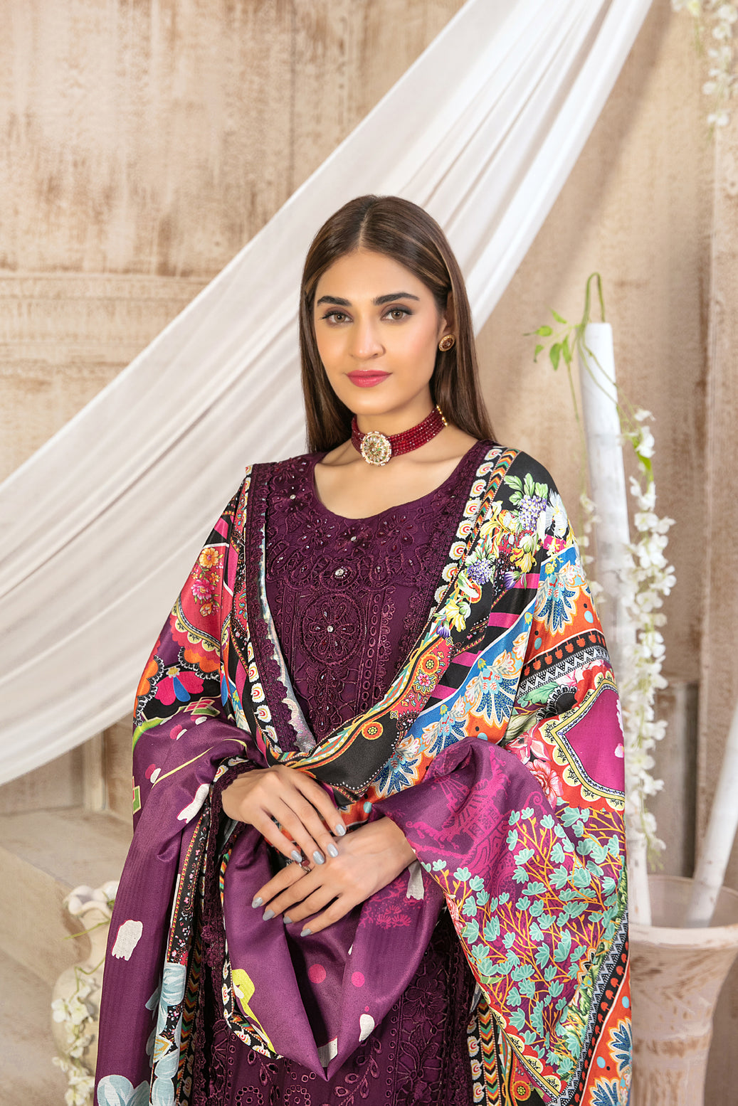 Tawakkal Fabrics 3 Piece Stitched Fancy Embroidered Staple Suit - D-9583