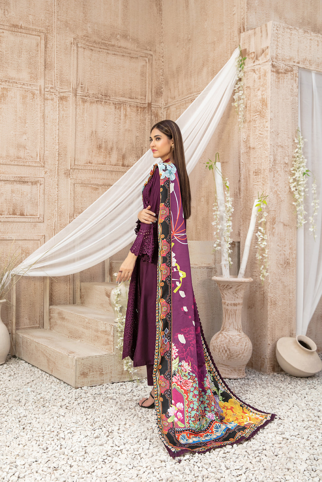Tawakkal Fabrics 3 Piece Stitched Fancy Embroidered Staple Suit - D-9583