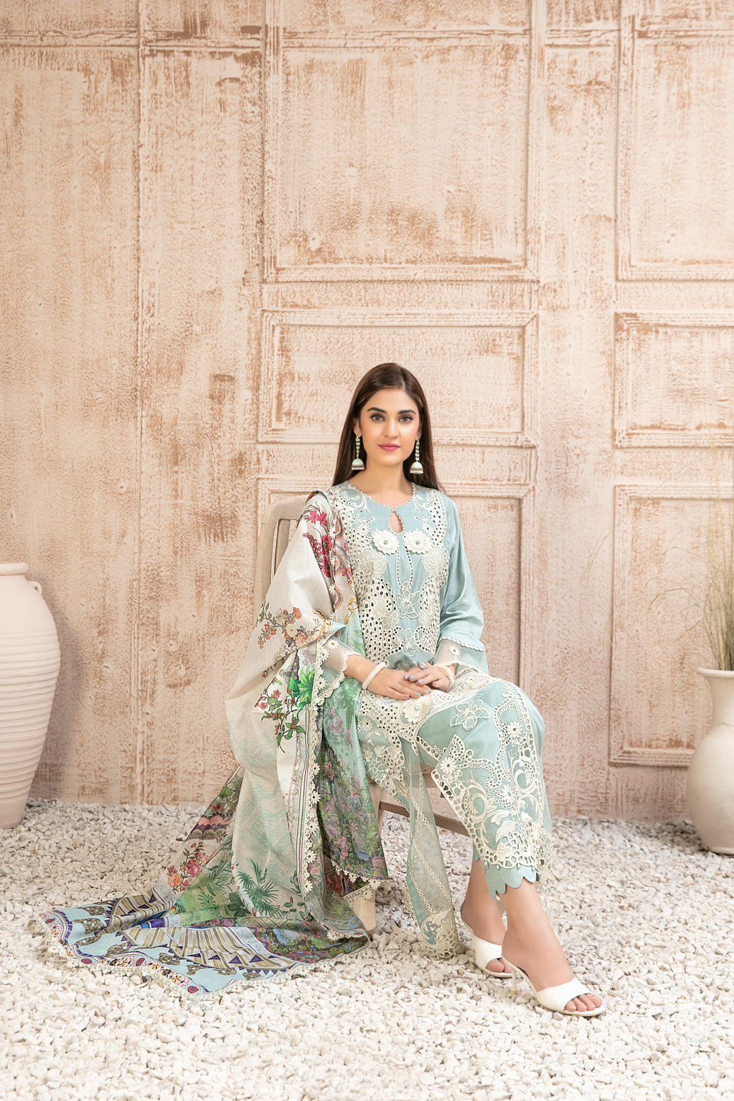 Tawakkal Fabrics 3 Piece Stitched Fancy Embroidered Staple Suit - D-9589