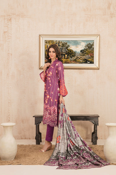 Tawakkal Fabrics 3 Piece Stitched Embroidered Digital Printed Tila Staple Suit D-9795