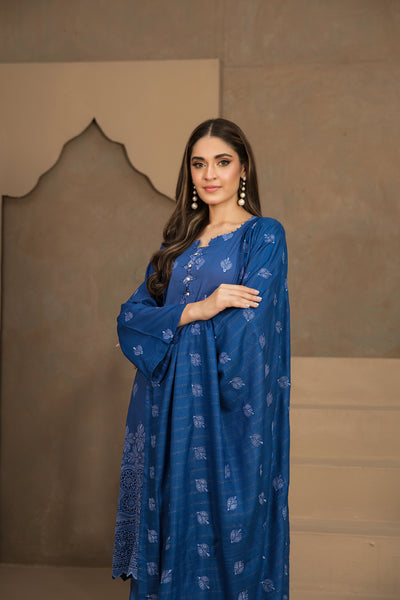 Tawakkal Fabrics 3 Piece Stitched Fancy Schiffli Embroidered Staple Suit - D-9808