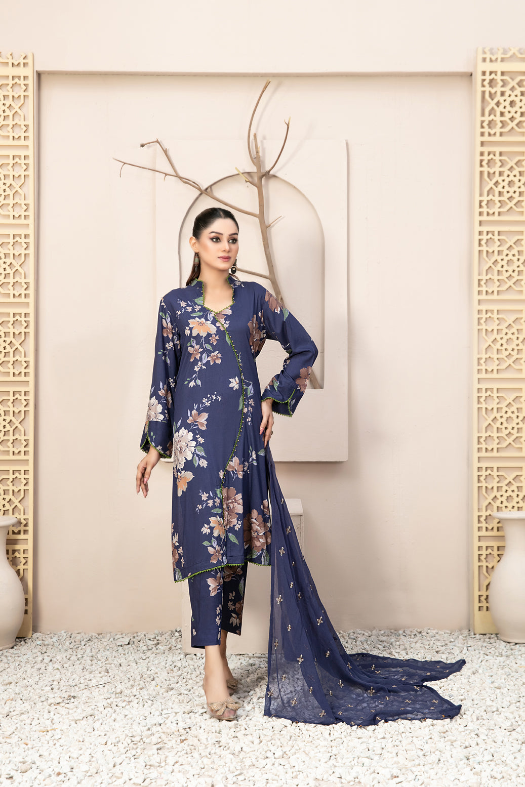 Tawakkal Fabrics 3 Piece Stitched Digital Printed Staple Suit - D-9901