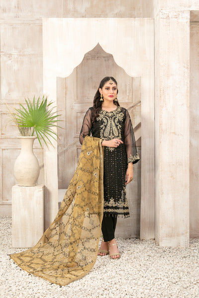 Tawakkal Fabrics 3 Piece Stitched Fancy Heavy Embroidered Organza Suit - D-9930