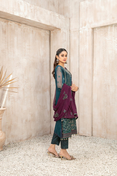 Tawakkal Fabrics 3 Piece Stitched Fancy Heavy Embroidered Organza Suit - D-9934