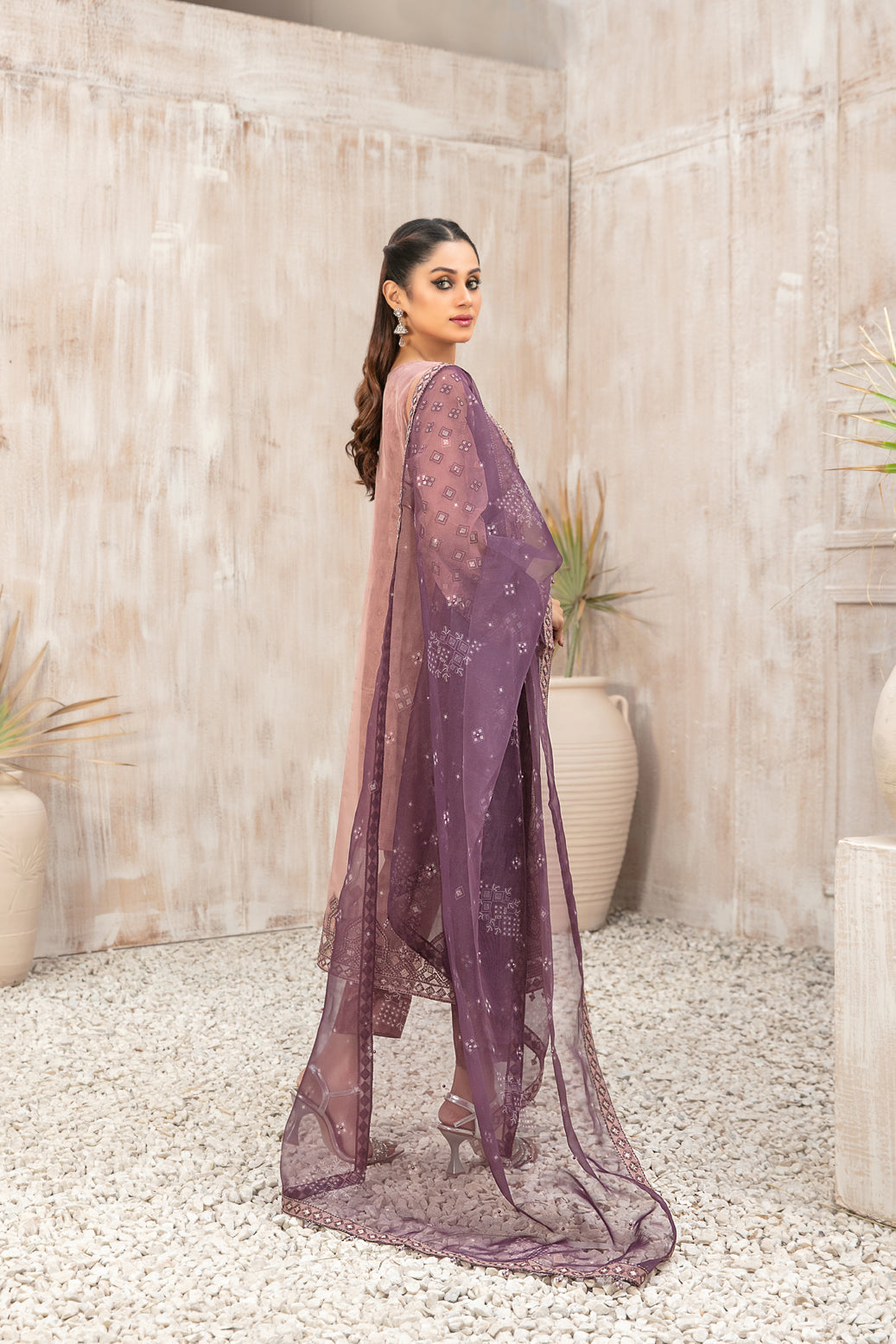 Tawakkal Fabrics 3 Piece Stitched Fancy Heavy Embroidered Organza Suit - D-9935