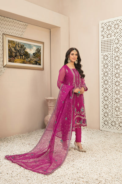 Tawakkal Fabrics 3 Piece Stitched Fancy Heavy Embroidered Organza Suit - D-9960