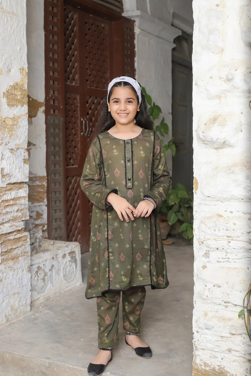 Amna Khadija 2 Piece Gurya Eid Milan - Girls Party Time this Bari Eid D-08 Green