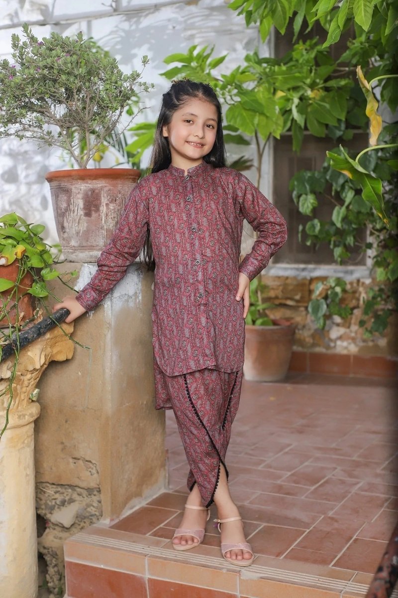 Amna Khadija 2 Piece Gurya Eid Milan - Girls Party Time this Bari Eid D-12 Brown