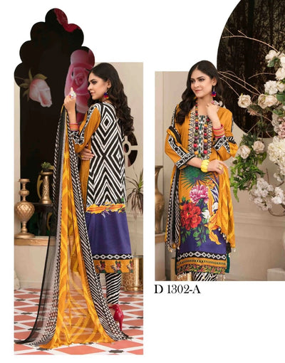 Amna Sohail By Tawakkal Fabrics 3 Piece Stitched Lavish Intricacy Suit D-1302-A