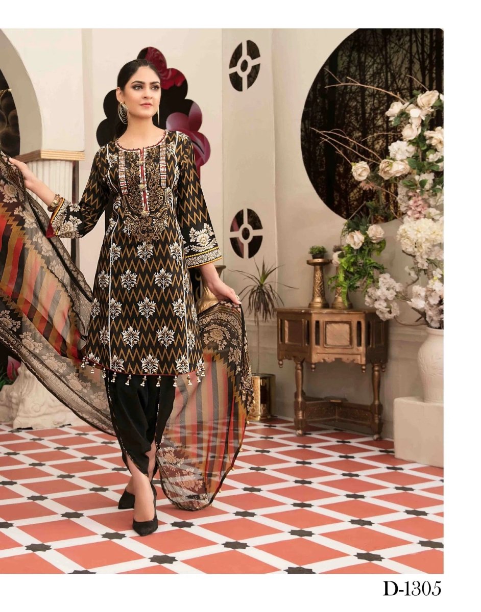 Amna Sohail By Tawakkal Fabrics 3 Piece Stitched Lavish Intricacy Suit D-1305