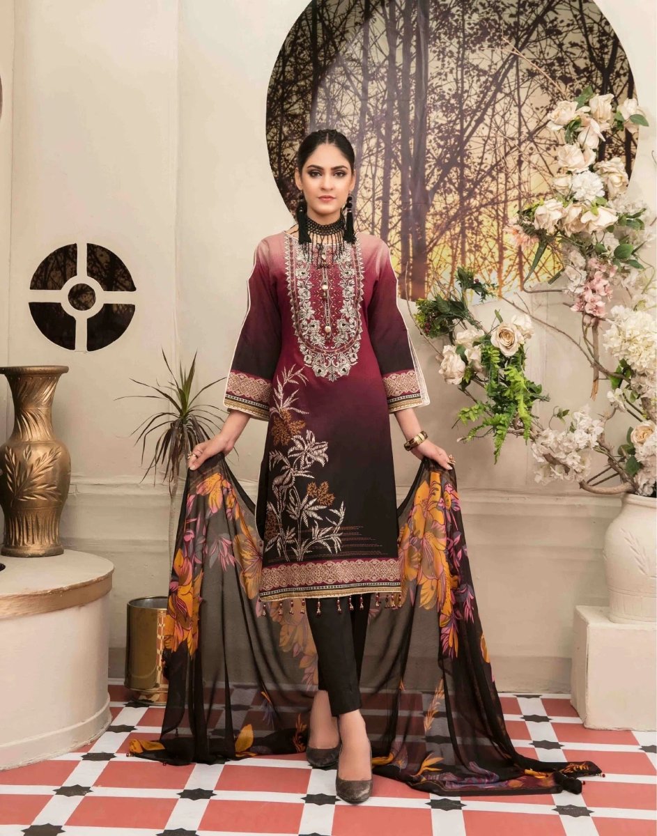 Amna Sohail By Tawakkal Fabrics 3 Piece Stitched Lavish Intricacy Suit D-1306-A