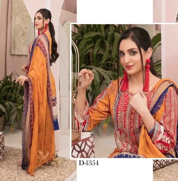 Amna Sohail By Tawakkal Fabrics 3 Piece Stitched Graceful Ensemble Suit D-1354