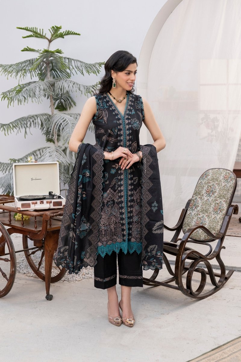 FIRDOUS 3 Piece Stitched Embroidered Printed Lawn Suit - D-775