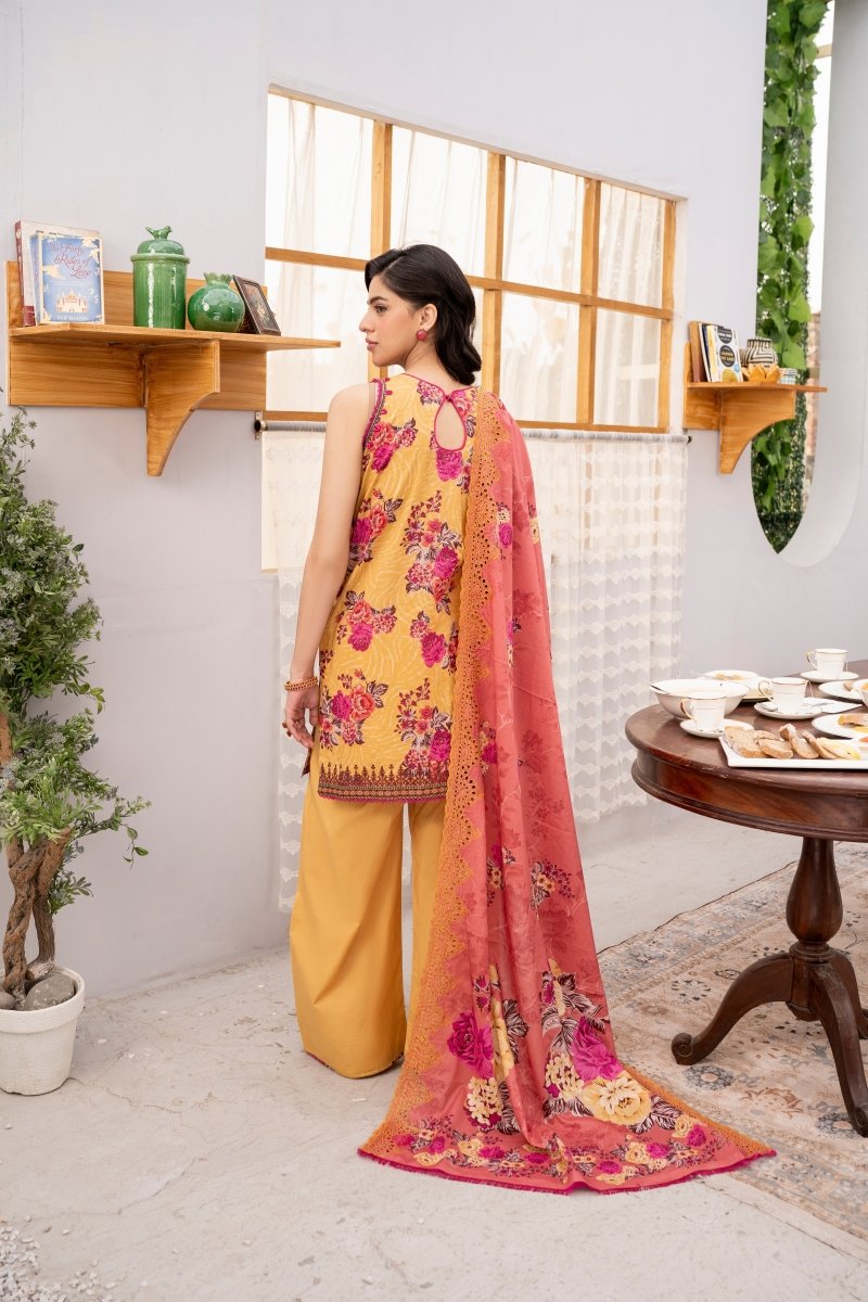 FIRDOUS 3 Piece Stitched Embroidered Printed Lawn Suit - D-777