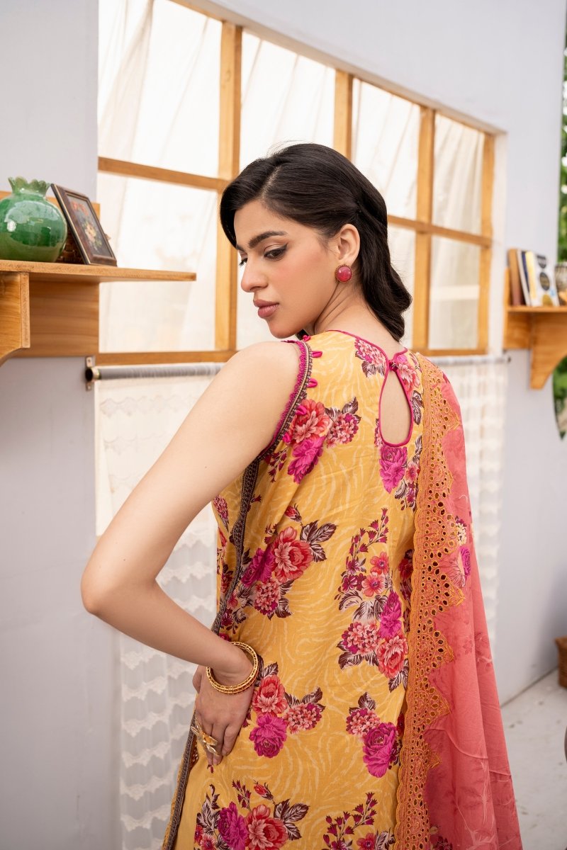 FIRDOUS 3 Piece Stitched Embroidered Printed Lawn Suit - D-777