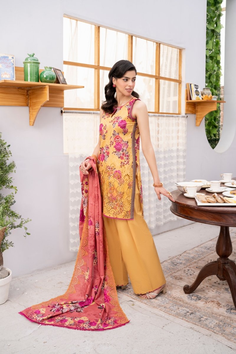 FIRDOUS 3 Piece Stitched Embroidered Printed Lawn Suit - D-777