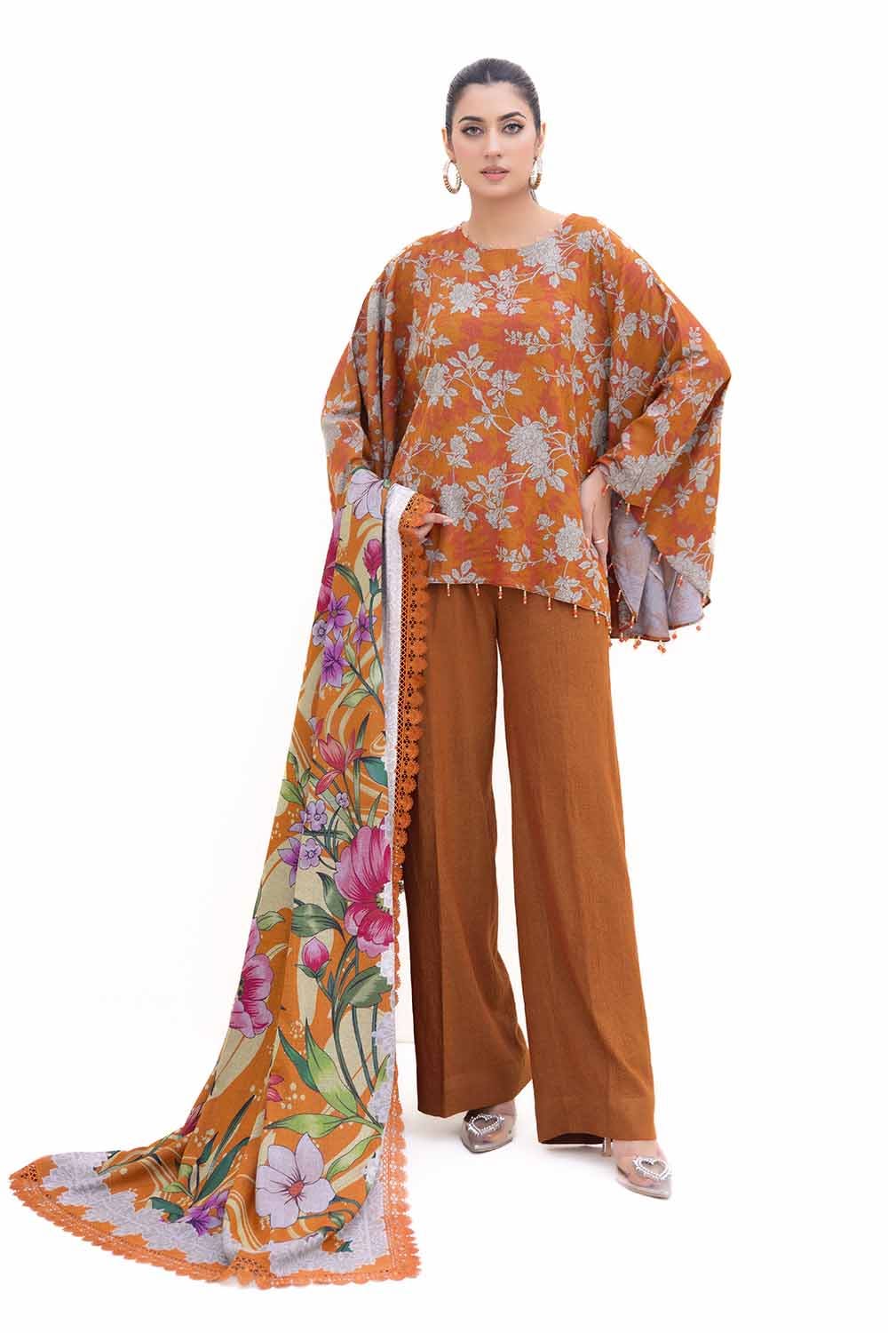 Gul Ahmed 3PC Unstitched Printed Dhanak Suit DH-42001