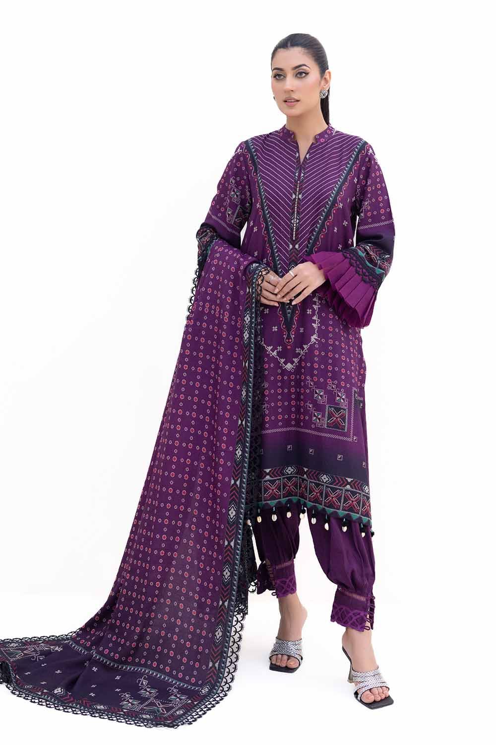 Gul Ahmed 3PC Unstitched Printed Dhanak Suit DH-42008