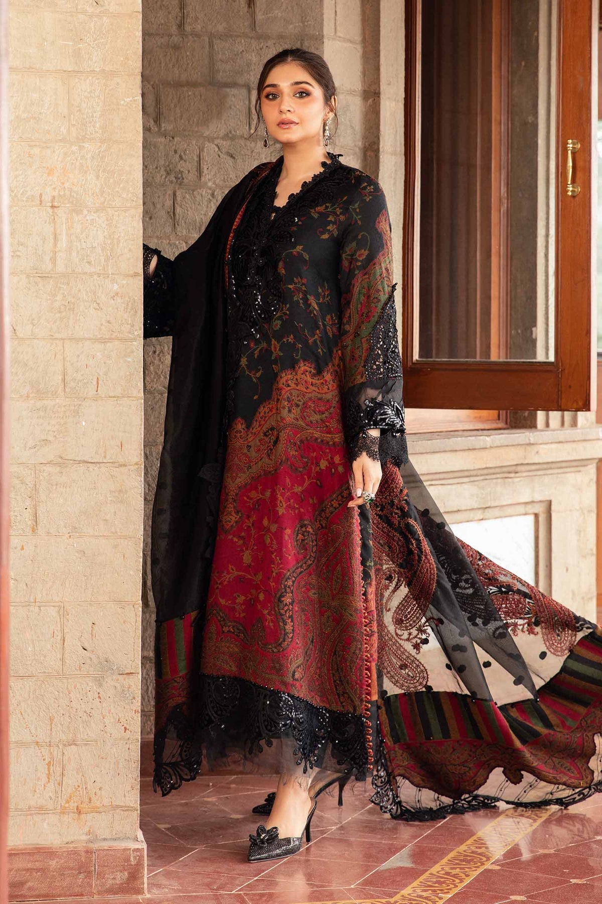 Maria. B 3 Piece Unstitched Embroidered Woven Suit - DL-1204