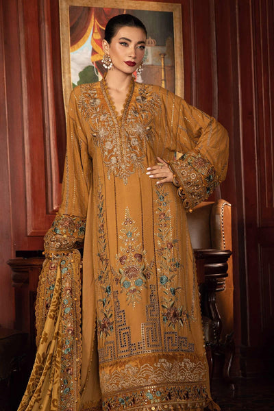 Maria. B 3 Piece Unstitched Embroidered Twill Linen Suit - DL-1207