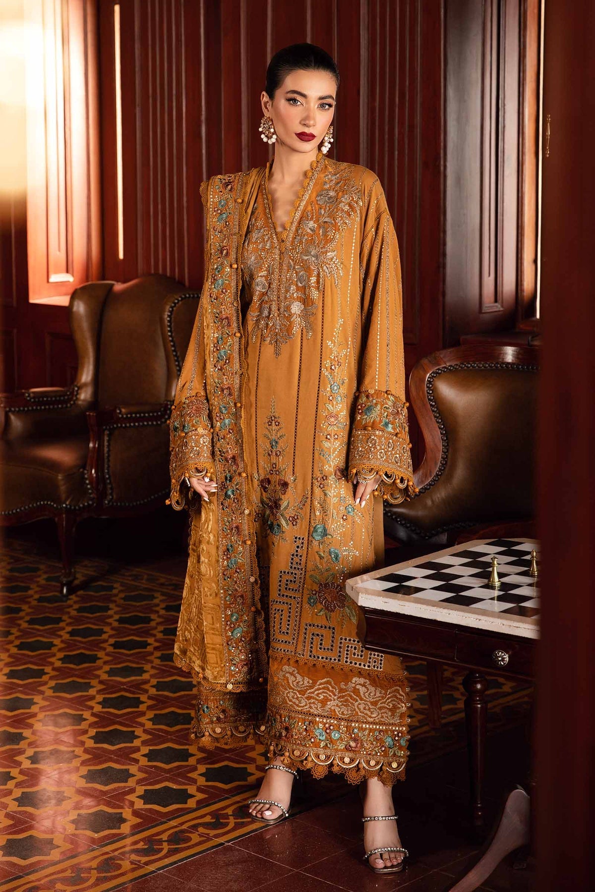 Maria. B 3 Piece Unstitched Embroidered Twill Linen Suit - DL-1207