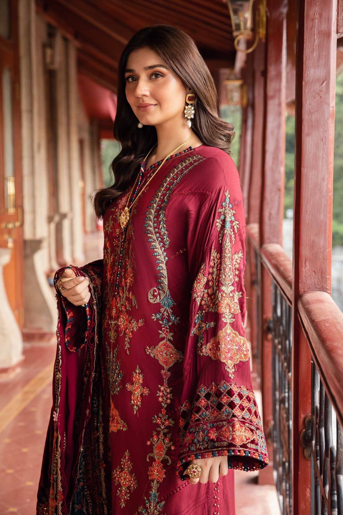 Maria. B 3 Piece Unstitched Embroidered Twill Linen Suit - DL-1210