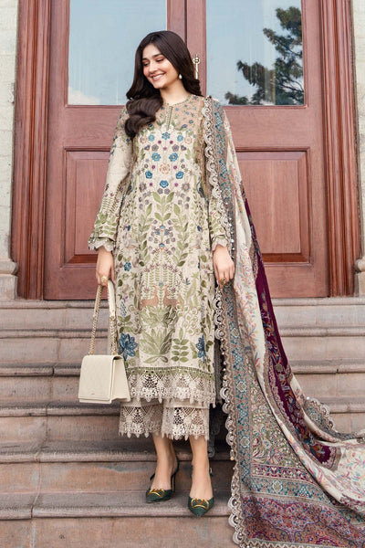 Maria. B 3 Piece Unstitched Embroidered Linen Suit - DL-1211