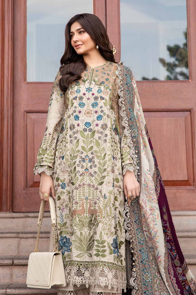 Maria. B 3 Piece Unstitched Embroidered Linen Suit - DL-1211