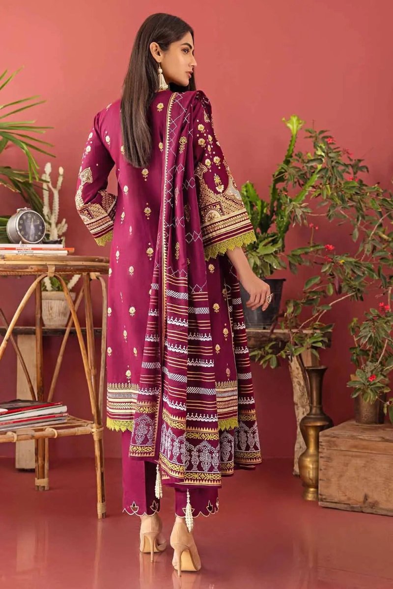 Gul Ahmed 3PC Unstitched Glitter and Lacquer Printed Denting Lawn Suit DN-22012