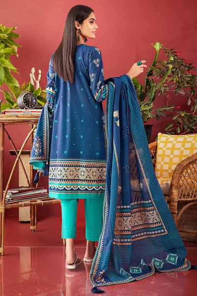 Gul Ahmed 3PC Unstitched Glitter and Lacquer Printed Denting Lawn Suit DN-22013