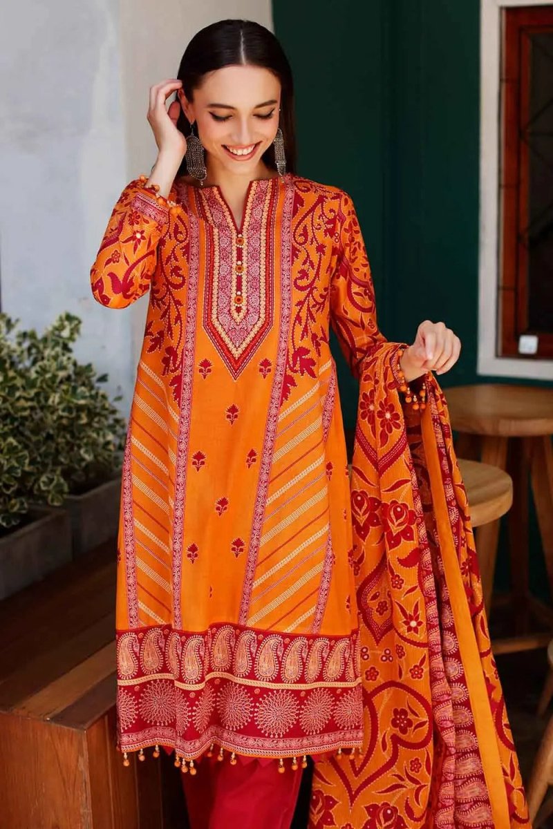 Gul Ahmed 3PC Unstitched Lacquer Printed Lawn Suit DN-22063 B