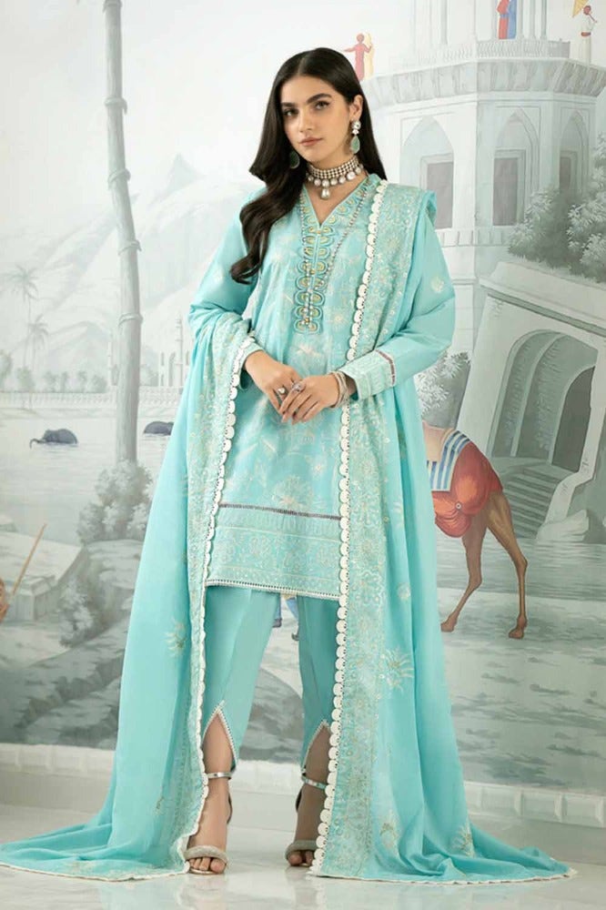 Gul Ahmed 3PC Embroidered Lawn Unstitched Suit with Embroidered Denting Lawn Dupatta DN-42011