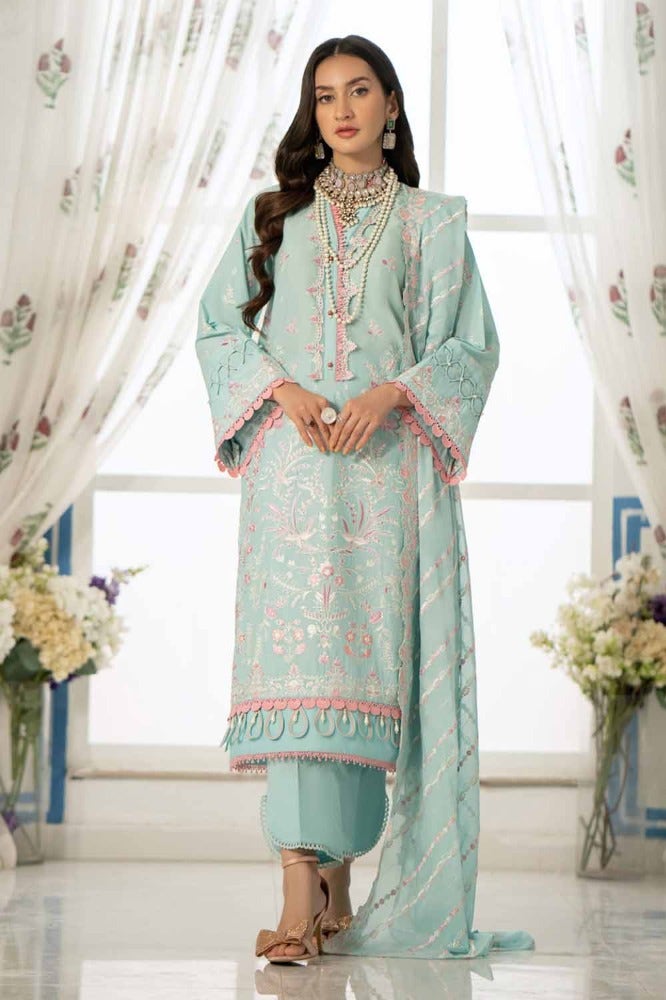 Gul Ahmed 3PC Embroidered Lawn Unstitched Suit with Embroidered Denting Lawn Dupatta DN-42017