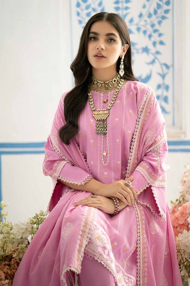 Gul Ahmed 3PC Embroidered Lawn Unstitched Suit with Embroidered Denting Lawn Dupatta DN-42018