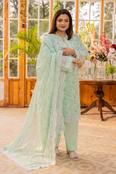 Gul Ahmed 3PC Embroidered Printed Lawn Unstitched Suit with Embroidered Printed Denting Lawn Dupatta - DN-42022