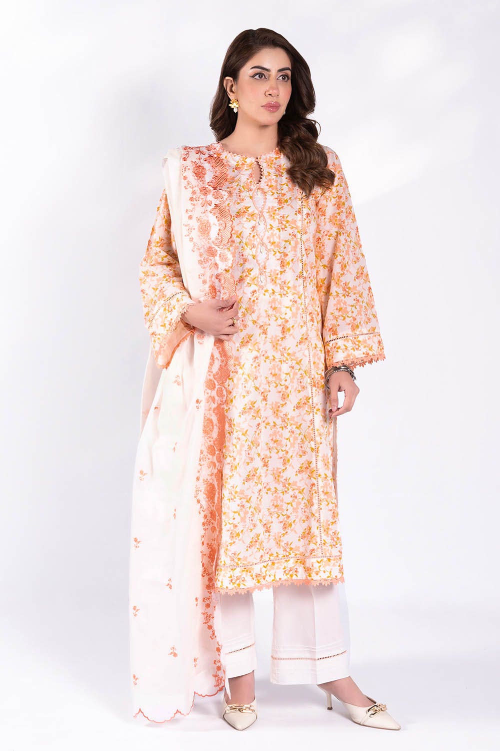 Gul Ahmed 3 Piece Unstitched Printed Lawn Suit with Embroidered Denting Lawn Dupatta DN-52003