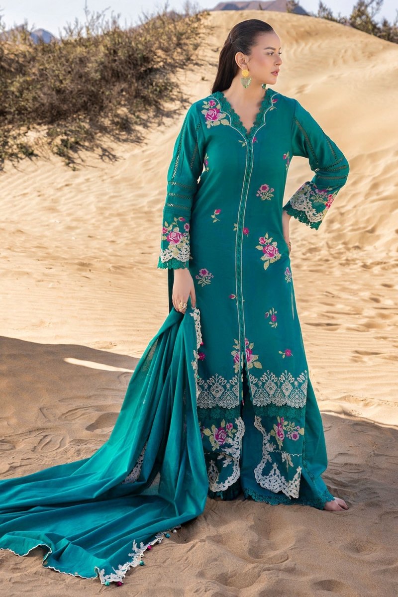 Gul Ahmed 3 Piece Unstitched Embroidered Lawn Suit with Embroidered Denting Lawn Dupatta DN-52010