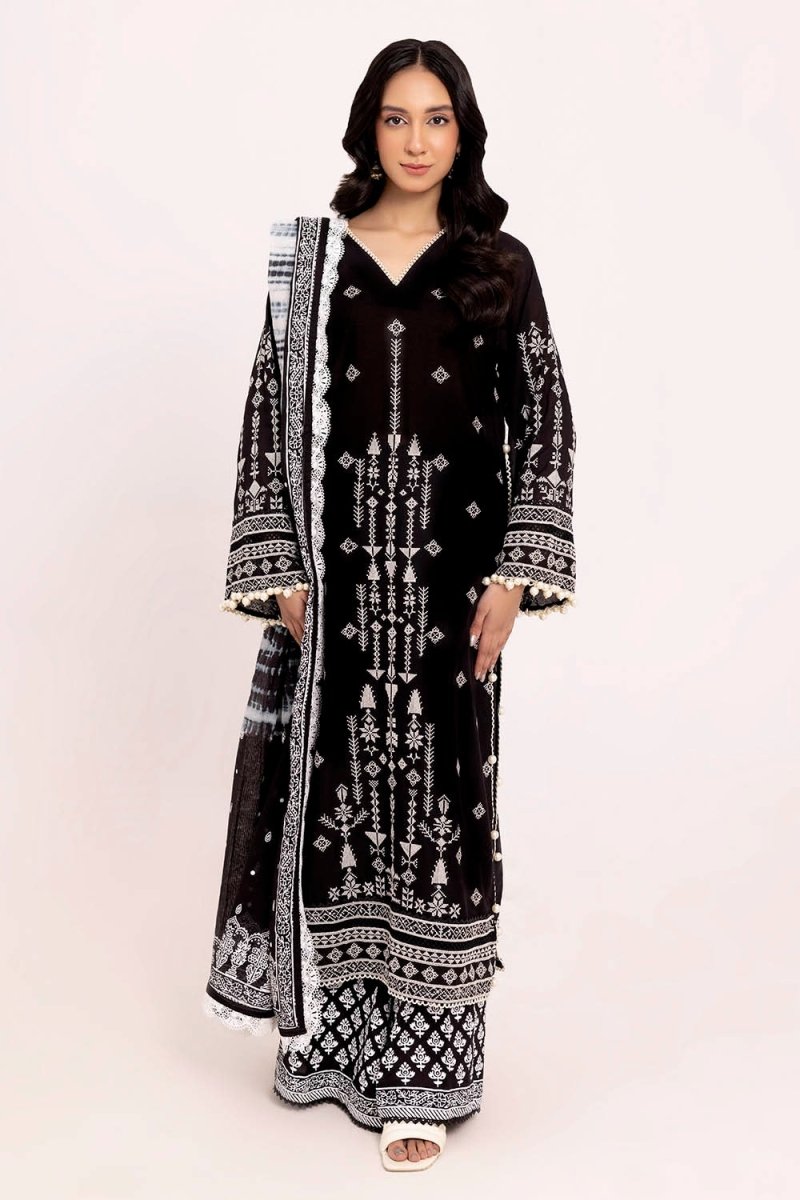 Gul Ahmed 3 Piece Unstitched Embroidered Lawn Suit with Lacquer Printed Denting Lawn Dupatta DN-52017