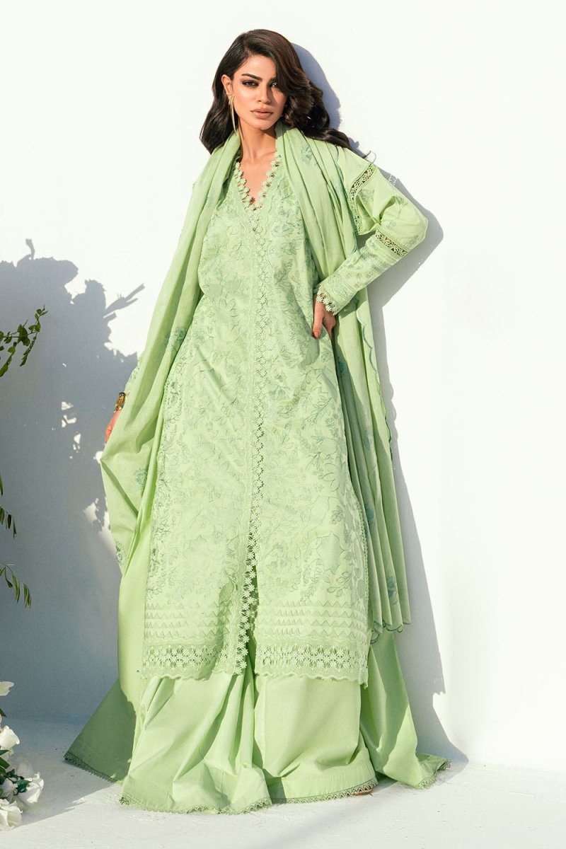 Gul Ahmed 3 Piece Unstitched Embroidered Lawn Suit with Embroidered Denting Lawn Dupatta DN-52018