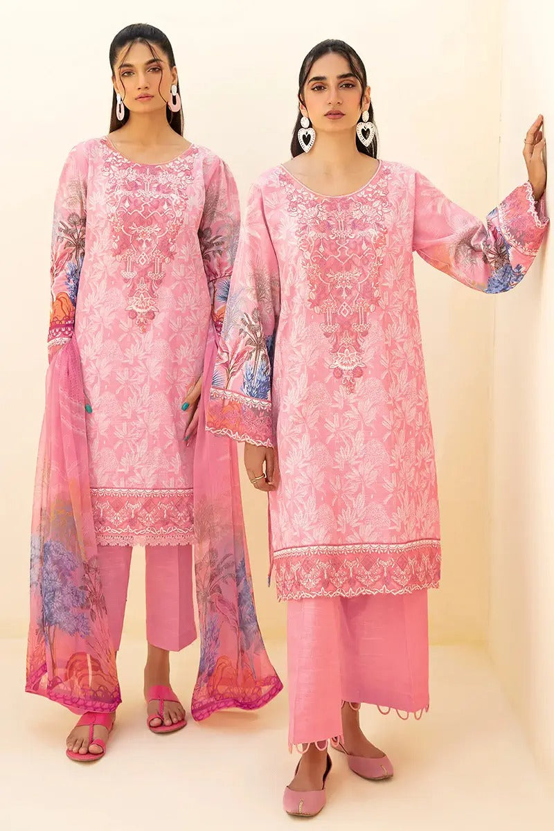 Ramsha 3 Piece Stitched Digital Printed Khaddar Suit - E-202 - Pink