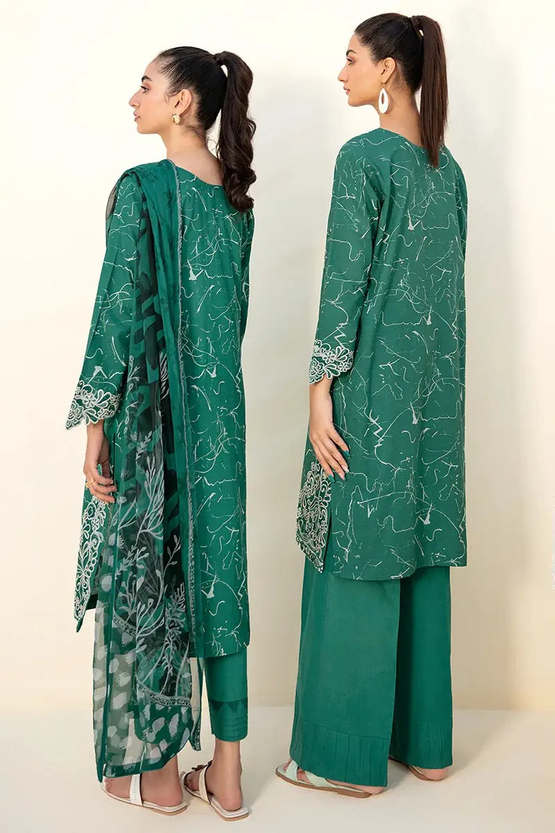 Ramsha 3 Piece Stitched Digital Printed Khaddar Suit - E-207 - Green